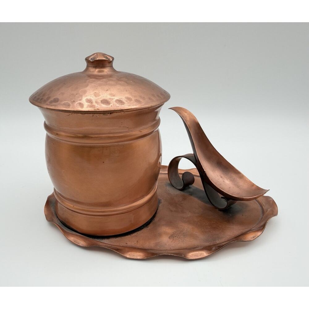 Gregorian Copper Arts & Crafts Tobacco Jar Humidor and Pipe Holder Vintage USA